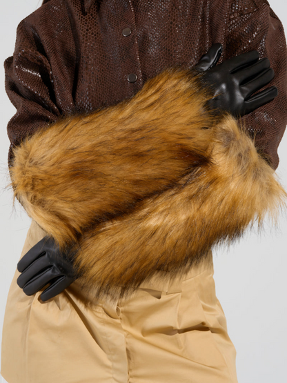 Faux Fur Five-Finger Gloves