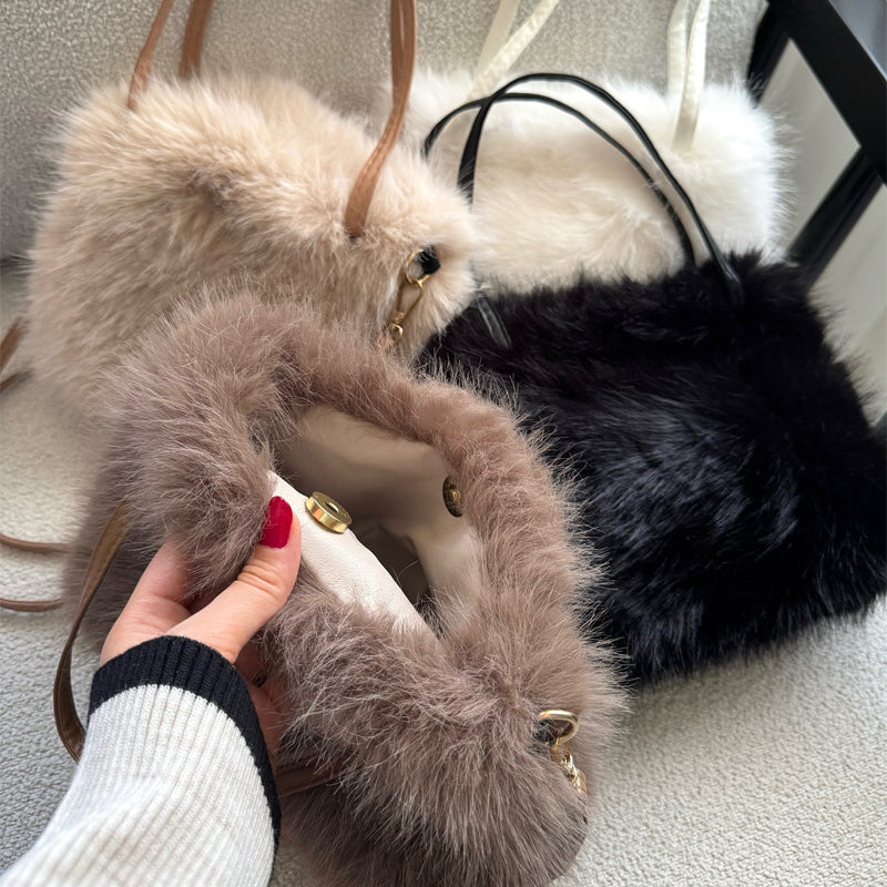 Faux Fox Fur Messenger Bag Shoulder Bag