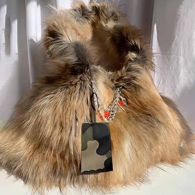 Raccoon Fur Plush Bag Shoulder Bag