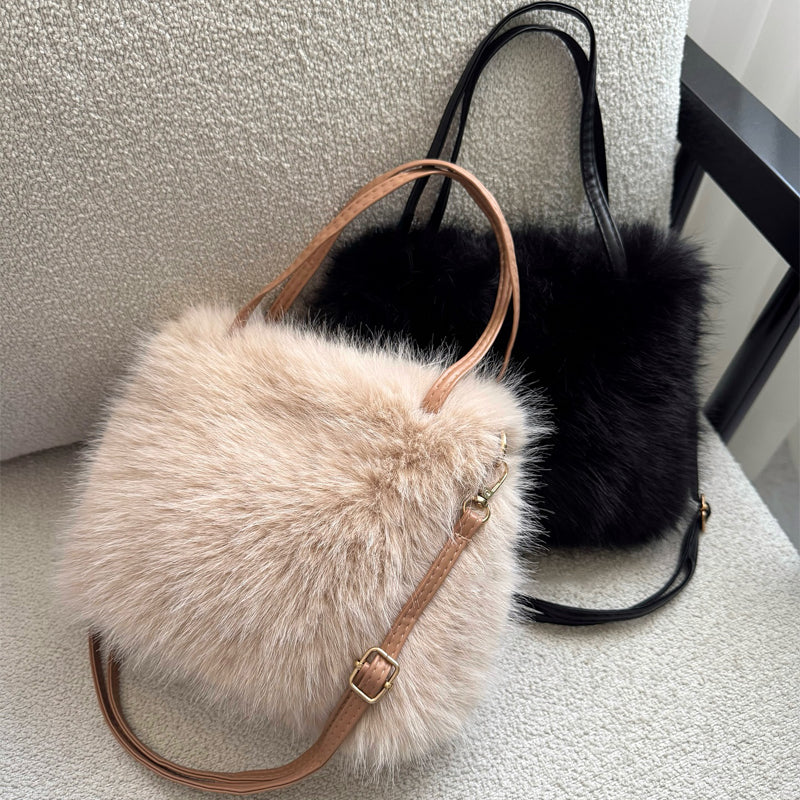 Faux Fox Fur Messenger Bag Shoulder Bag