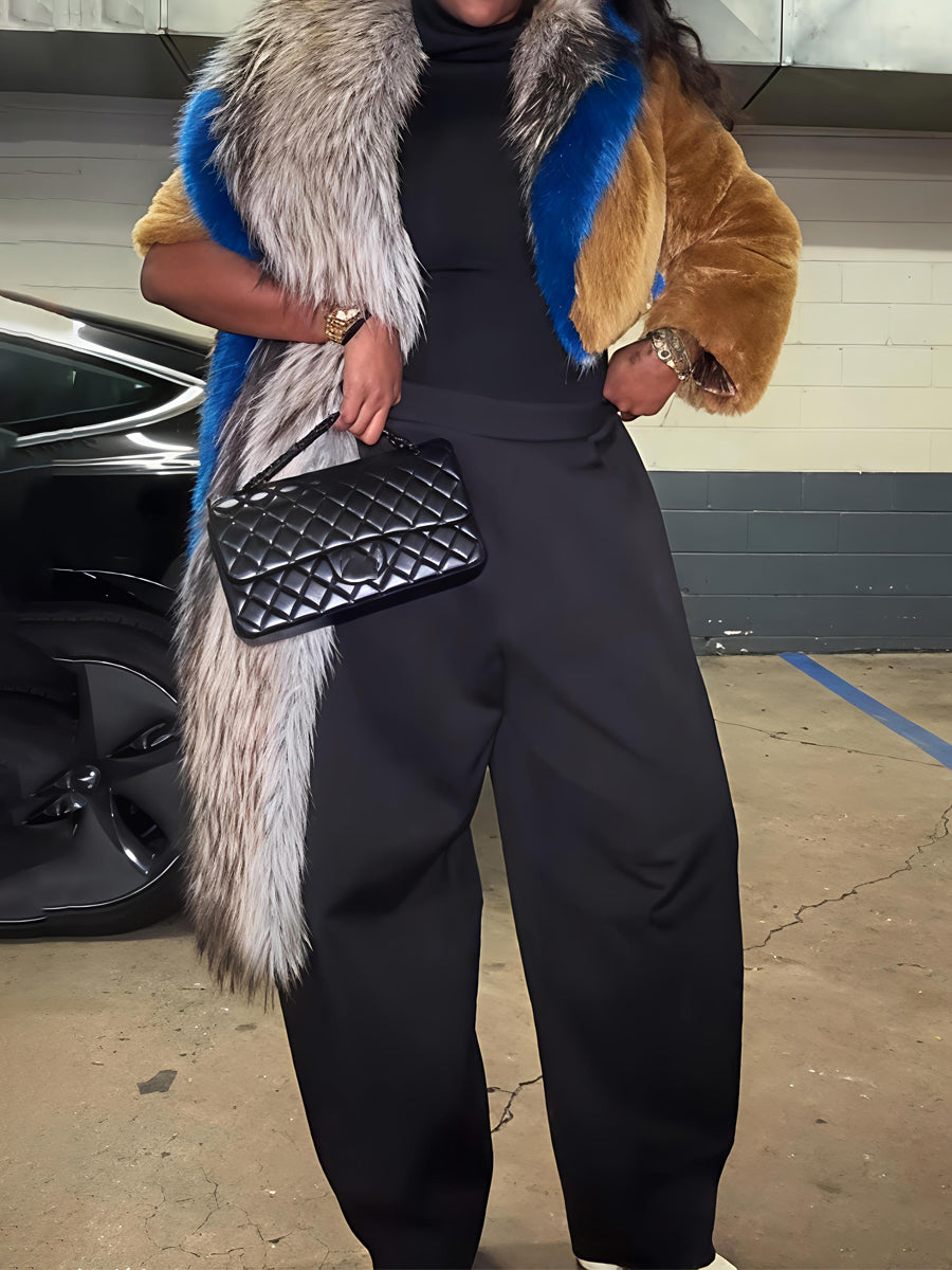 Faux Fur Asymmetrical Shrug