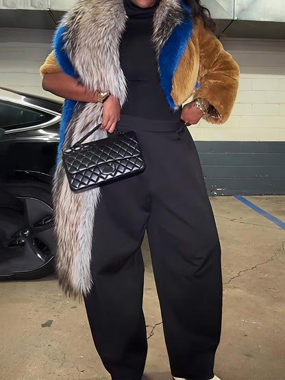 Faux Fur Asymmetrical Shrug