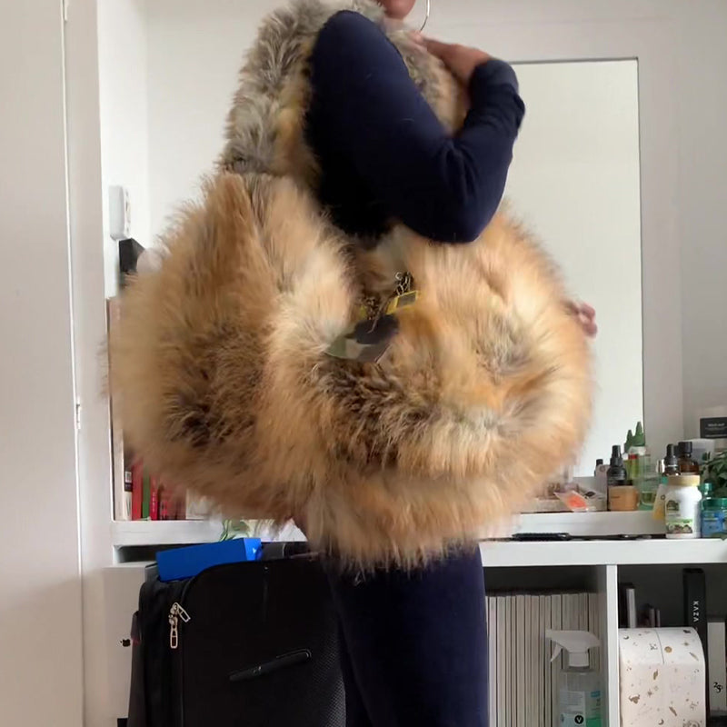 Raccoon Fur Plush Bag Shoulder Bag