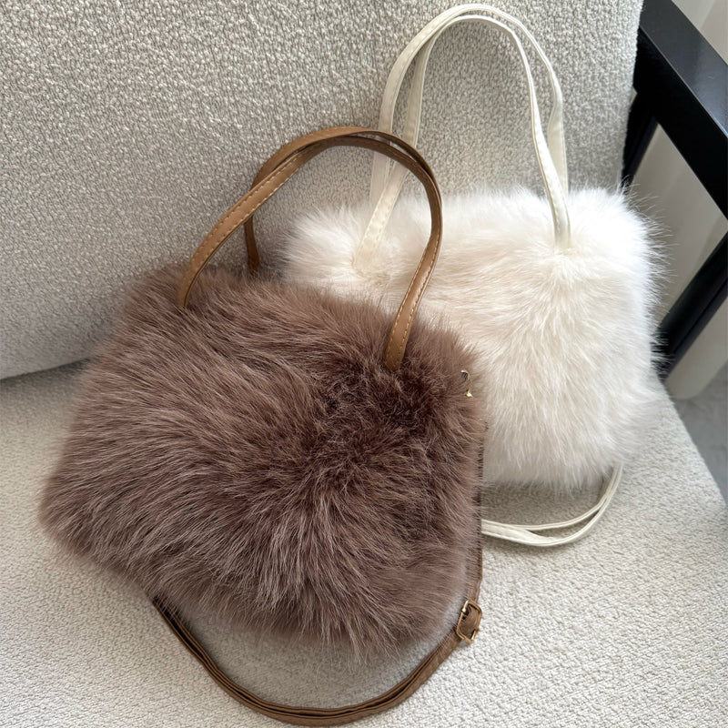 Faux Fox Fur Messenger Bag Shoulder Bag