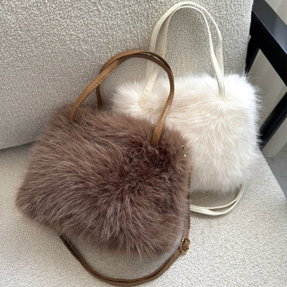 Faux Fox Fur Messenger Bag Shoulder Bag