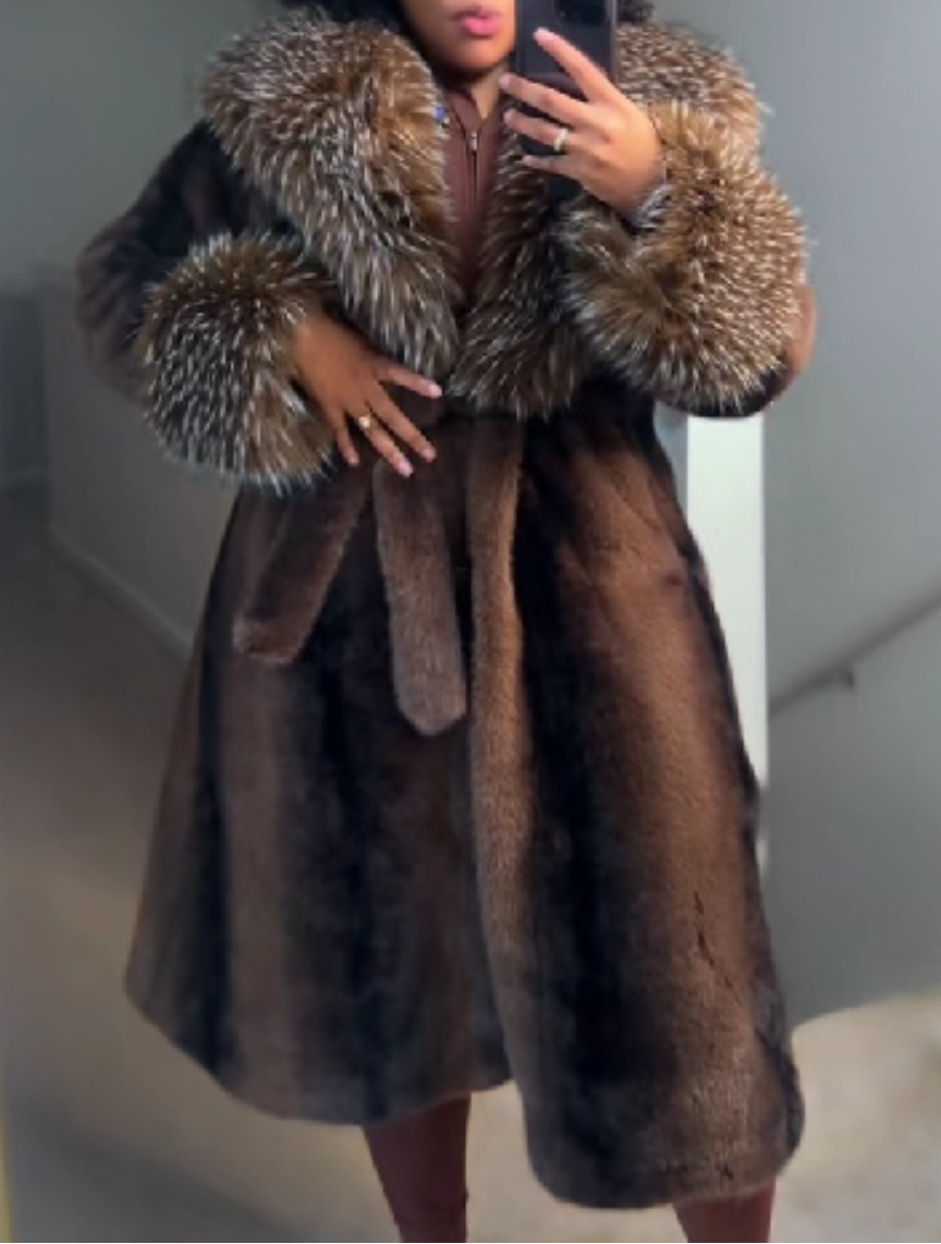 Large Plush Lapel Coat