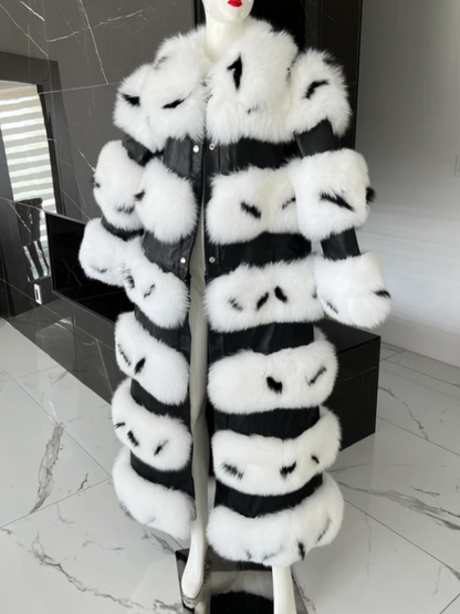 Zebra Faux Fur Leather Removable Coat