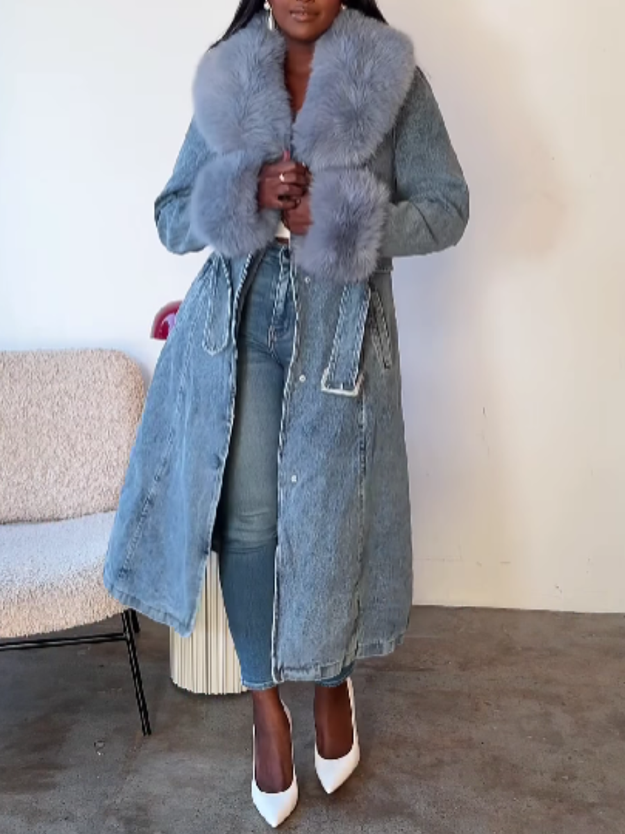 Detachable Plush Denim Jacket