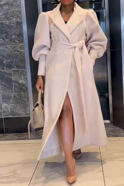 Demure Puff Sleeve Coat Dress