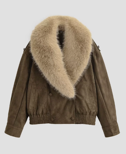 Fancy Faux Fur Suede Jacket