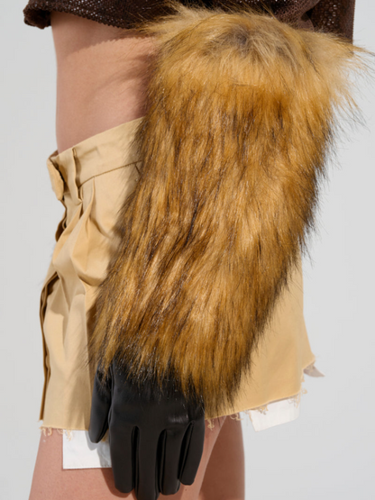 Faux Fur Five-Finger Gloves
