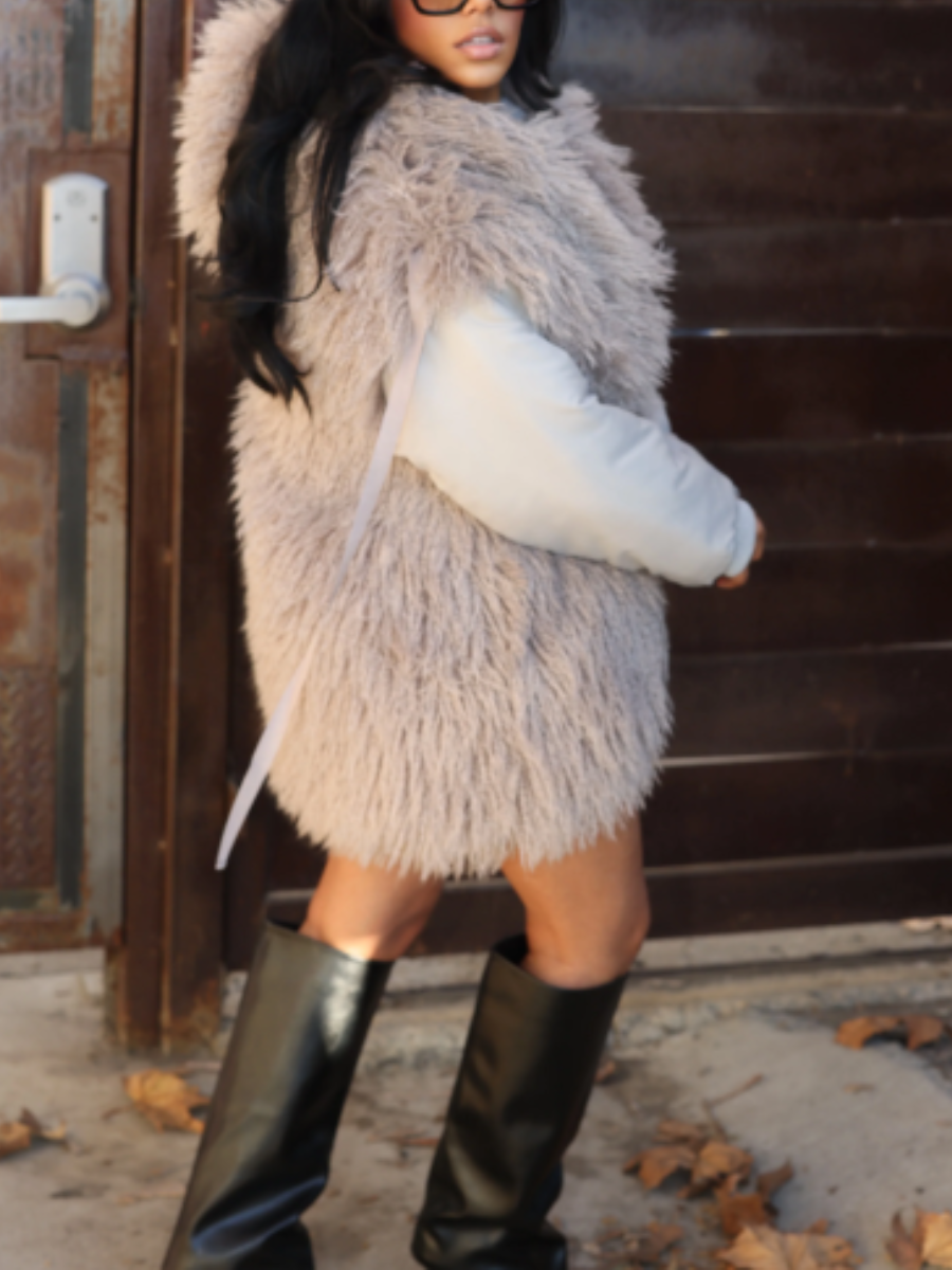 Faux Fur Fabric Double Wear Coat