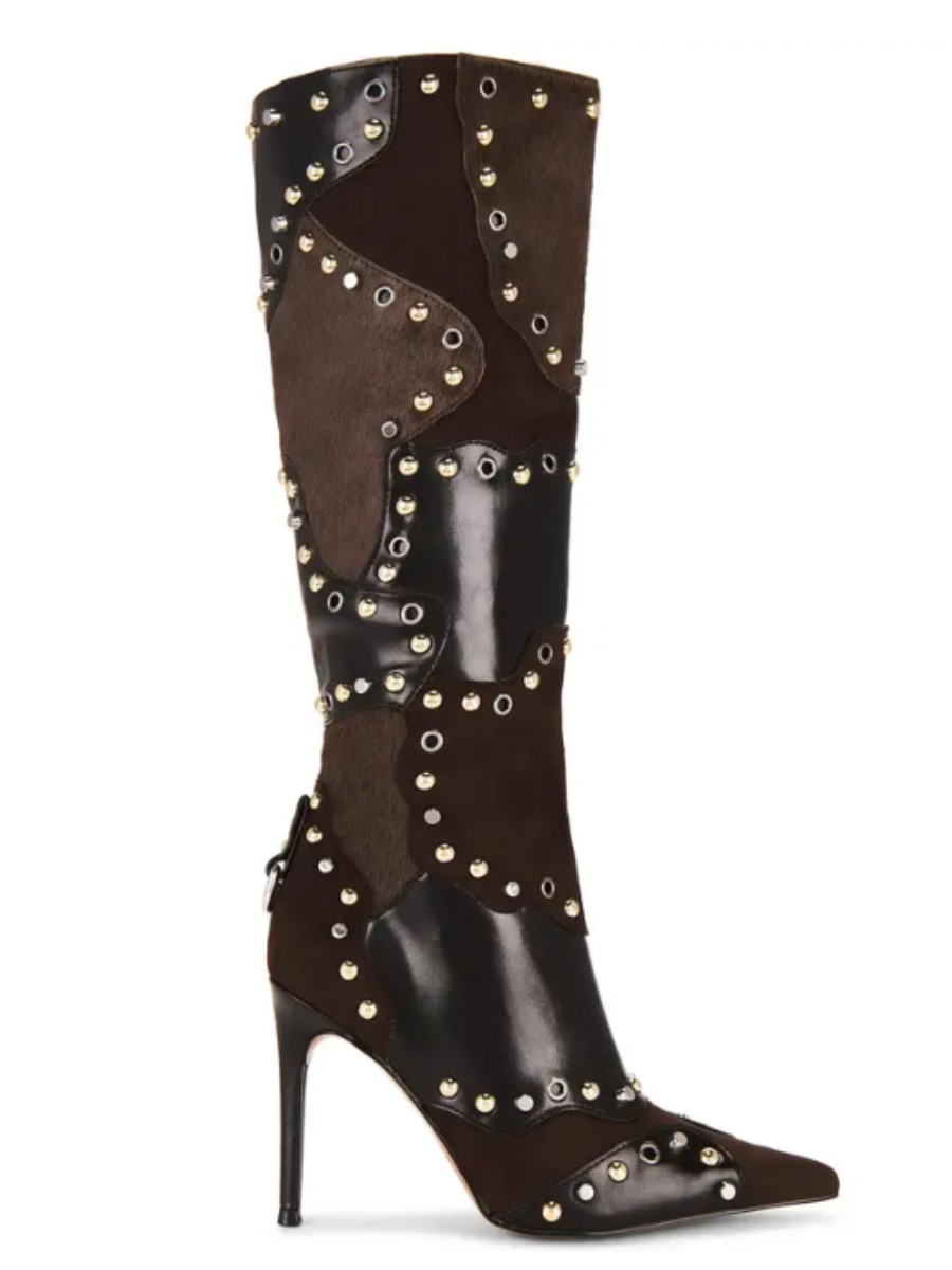 Stitching Color Studded Pumps